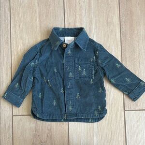 Baby Navy Corduroy Tree-Print Jacket